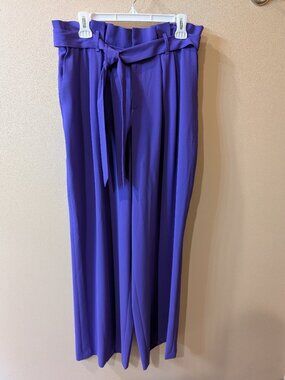 Purple Alice + Olivia Paperbag Waist Wide Leg Pants size 14